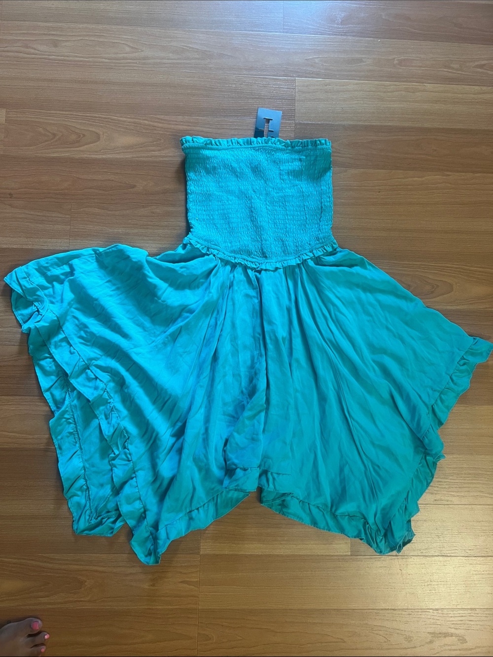 Turquoise Strapless Smocked Skater Dress size small
